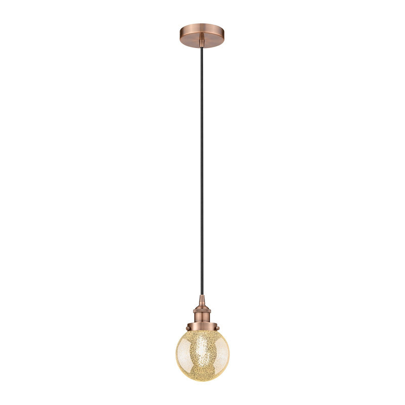 Innovations Beacon 6in 1-Light Mini Pendant | Industrial Antique Copper and Mercury Seeded Glass | Kitchen Island & Dining Room | Model 616-1PH-AC-G208-6