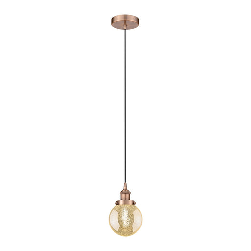 Innovations Beacon 6in 1-Light Mini Pendant | Industrial Antique Copper and Mercury Seeded Glass | Kitchen Island & Dining Room | Model 616-1PH-AC-G208-6