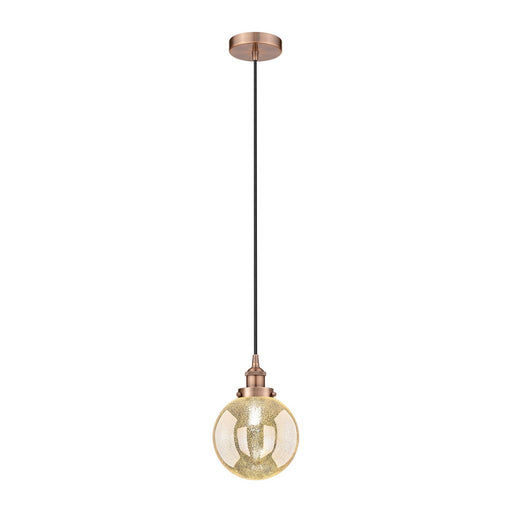 Innovations Beacon 8in 1-Light Mini Pendant | Industrial Antique Copper and Mercury Seeded Glass | Kitchen Island & Dining Room | Model 616-1PH-AC-G208-8