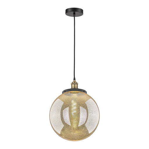 Innovations Beacon 14in 1-Light Mini Pendant | Traditional Black Antique Brass and Mercury Glass | Kitchen Island & Dining | Model 616-1PH-BAB-G208-14