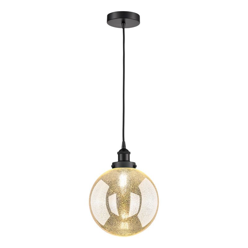Innovations Beacon 10in 1-Light Mini Pendant | Industrial Matte Black Steel and Mercury Seeded Glass | Kitchen Island & Dining | Model 616-1PH-BK-G208-10