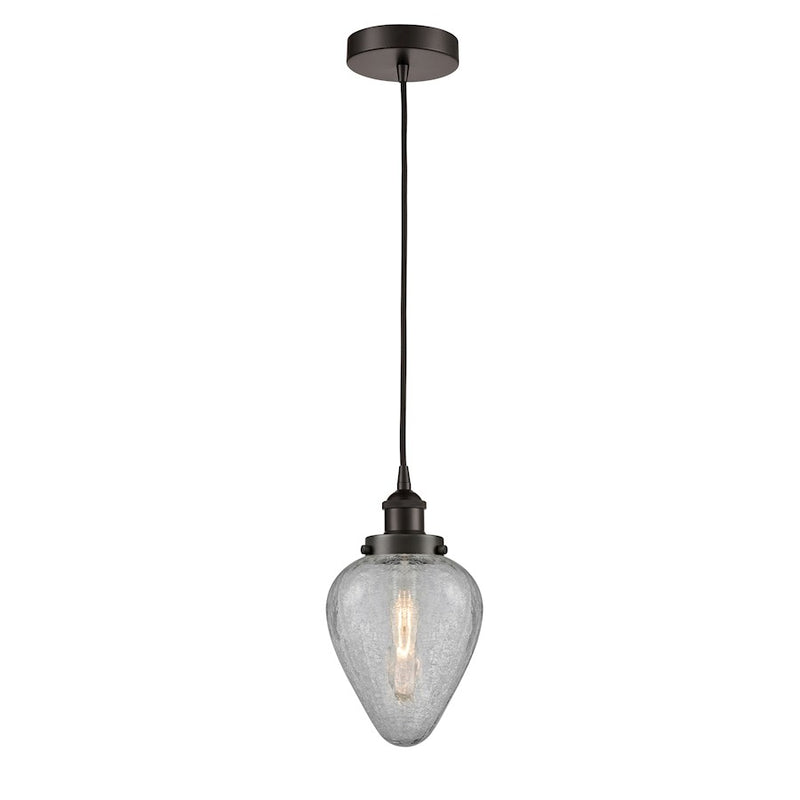 Innovations Geneseo 1Lt 6" Cord Mini Pendant, Bronze/Clear