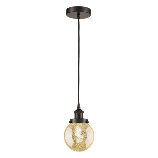 Innovations Beacon 6in 1-Light Mini Pendant | Industrial Oil Rubbed Bronze Steel and Mercury Seeded Glass | Kitchen Island & | Model 616-1PH-OB-G208-6