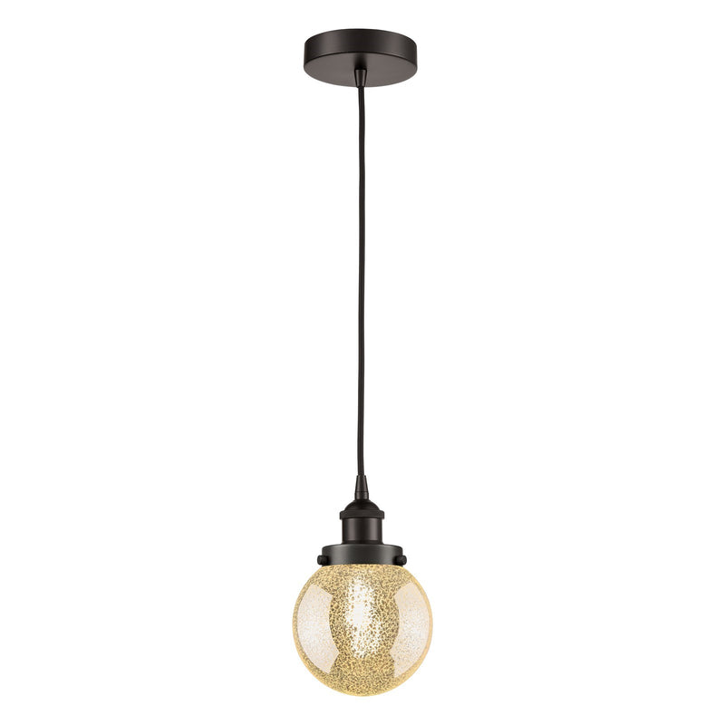 Innovations Beacon 6in 1-Light Mini Pendant | Industrial Oil Rubbed Bronze Steel and Mercury Seeded Glass | Kitchen Island & | Model 616-1PH-OB-G208-6