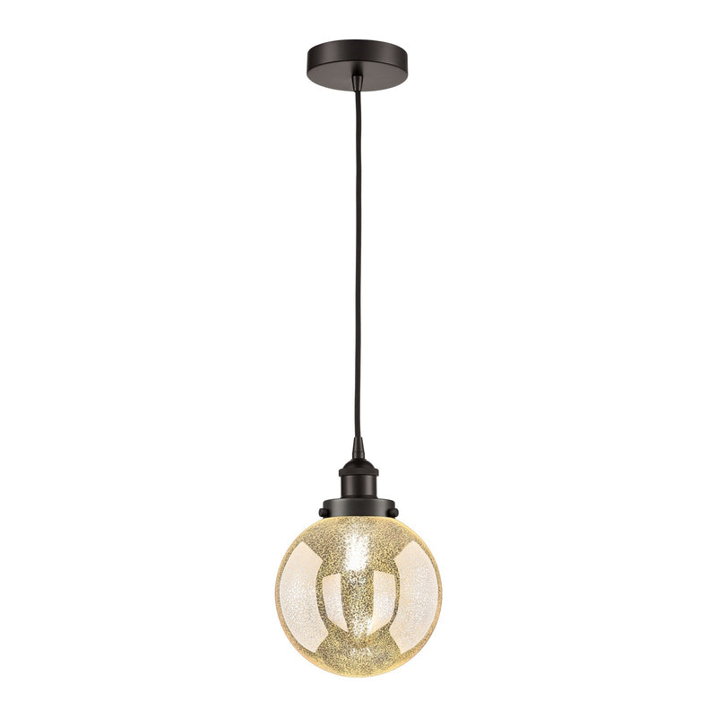 Innovations Beacon 8in 1-Light Mini Pendant | Industrial Oil Rubbed Bronze Steel and Mercury Seeded Glass | Kitchen Island & | Model 616-1PH-OB-G208-8