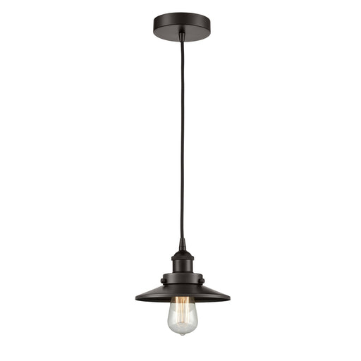 Innovations Edison 8in 1-Light Mini Pendant | Industrial Oil Rubbed Bronze Steel and Cast Brass Metal Shade | Kitchen Island & | Model 616-1PH-OB-M5-LED