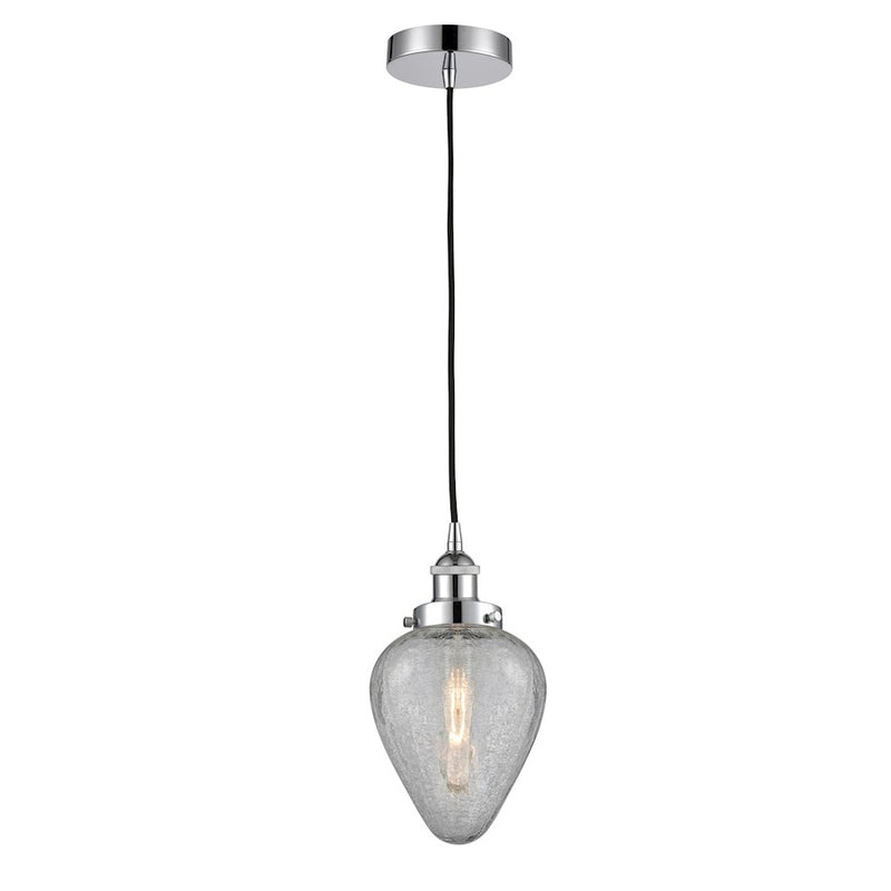 Innovations Geneseo 1Lt 6" Cord Mini Pendant, Chrome/Clear