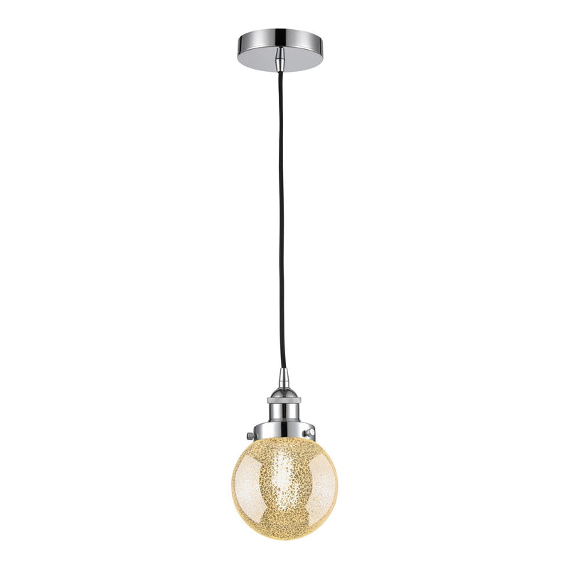 Innovations Beacon 6in 1-Light Mini Pendant | Industrial Polished Chrome and Mercury Seeded Glass | Kitchen Island & Dining Room | Model 616-1PH-PC-G208-6