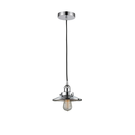 Innovations Edison 8in 1-Light Mini Pendant | Industrial Polished Chrome Steel and Metal Shade | Kitchen Island & Dining Room | Model 616-1PH-PC-M7-LED