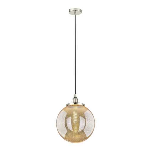 Innovations Beacon 14in 1-Light Mini Pendant | Art Nouveau Polished Nickel and Mercury Glass | Kitchen Island & Dining Room | Model 616-1PH-PN-G208-14