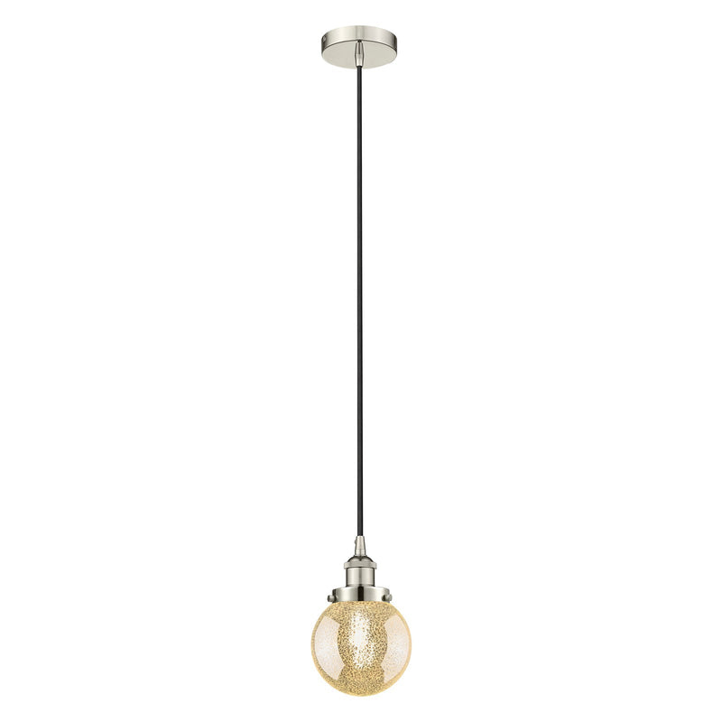 Innovations Beacon 6in 1-Light Mini Pendant | Industrial Polished Nickel and Mercury Seeded Glass | Kitchen Island & Dining Room | Model 616-1PH-PN-G208-6