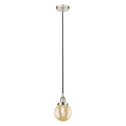 Innovations Beacon 6in 1-Light Mini Pendant | Industrial Polished Nickel and Mercury Seeded Glass | Kitchen Island & Dining Room | Model 616-1PH-PN-G208-6