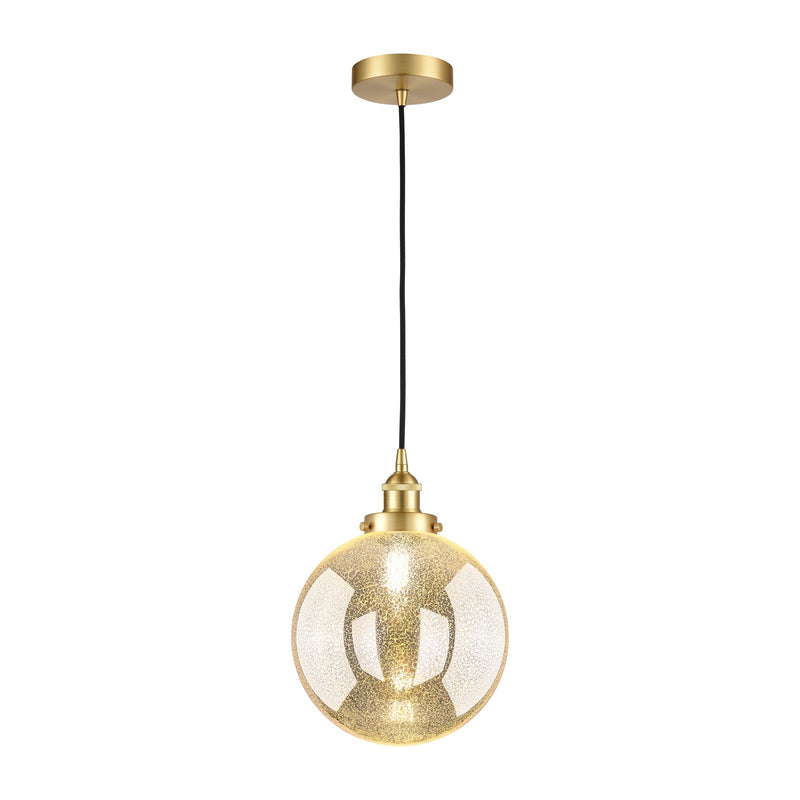 Innovations Beacon 10in 1-Light Mini Pendant | Industrial Satin Gold Steel and Mercury Seeded Glass | Kitchen Island & Dining | Model 616-1PH-SG-G208-10