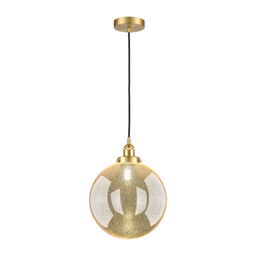 Innovations Beacon 12in 1-Light Mini Pendant | Industrial Satin Gold Steel and Mercury Seeded Glass | Kitchen Island & Dining | Model 616-1PH-SG-G208-12
