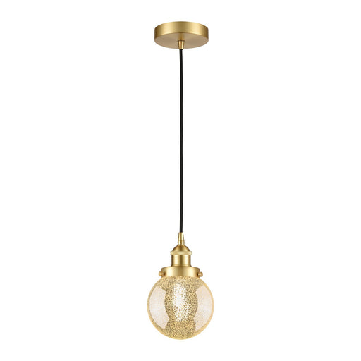 Innovations Beacon 6in 1-Light Mini Pendant | Industrial Satin Gold Steel and Mercury Seeded Glass | Kitchen Island & Dining | Model 616-1PH-SG-G208-6