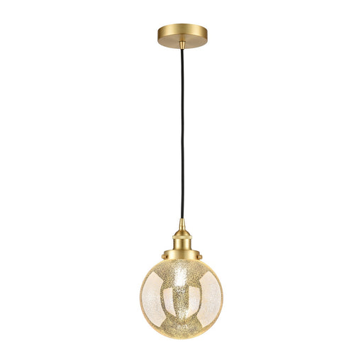 Innovations Beacon 8in 1-Light Mini Pendant | Industrial Satin Gold Steel and Mercury Seeded Glass | Kitchen Island & Dining | Model 616-1PH-SG-G208-8