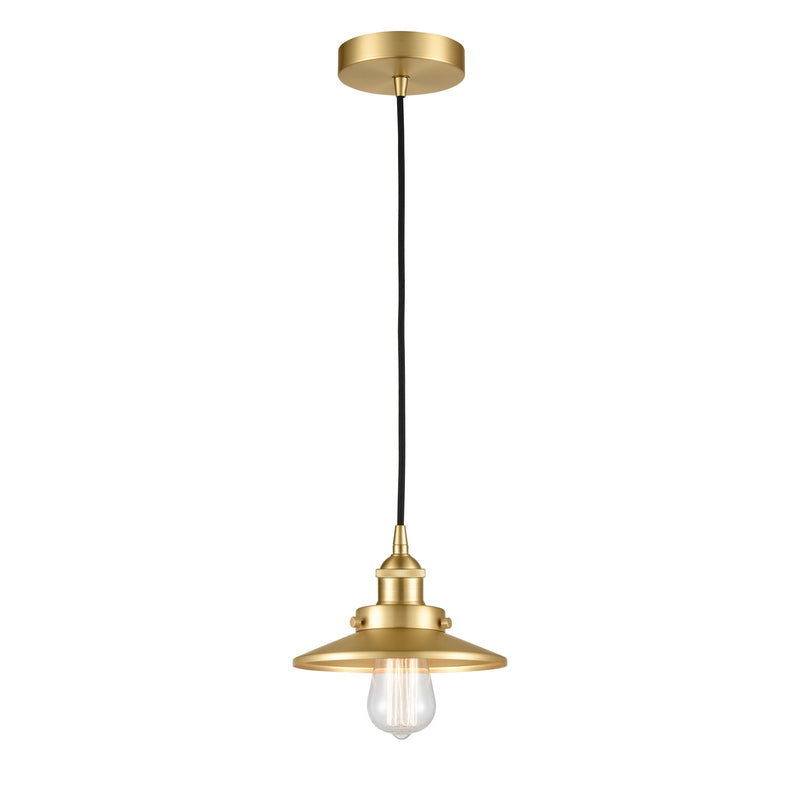 Innovations Edison 8in 1-Light Mini Pendant | Industrial Satin Gold Steel and Cast Brass with Satin Gold Metal Shade | Kitchen | Model 616-1PH-SG-M4-LED
