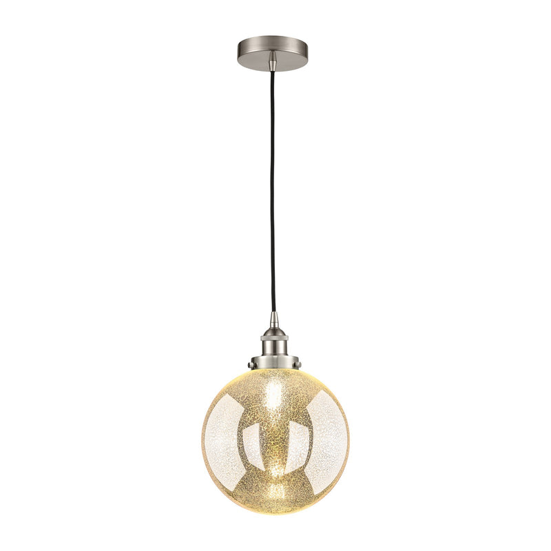 Innovations Beacon 10in 1-Light Mini Pendant | Industrial Brushed Satin Nickel and Mercury Seeded Glass | Kitchen Island & | Model 616-1PH-SN-G208-10