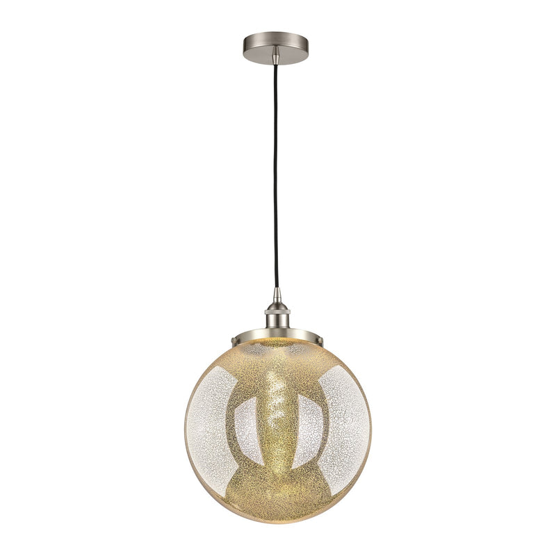 Innovations Beacon 14in 1-Light Mini Pendant | Traditional Satin Nickel Steel and Mercury Glass | Kitchen Island & Dining Room | Model 616-1PH-SN-G208-14