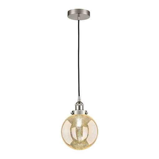 Innovations Beacon 8in 1-Light Mini Pendant | Industrial Brushed Satin Nickel Steel and Mercury Seeded Glass | Kitchen Island & | Model 616-1PH-SN-G208-8