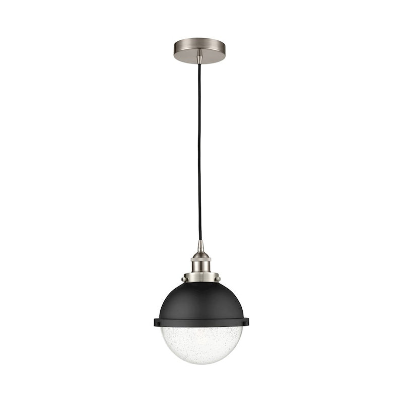 Innovations Hampden 9in 1-Light Mini Pendant | Art Nouveau Brushed Satin Nickel and Seedy Glass | Kitchen Island & Dining | Model 616-1PH-SN-HFS-84-BK