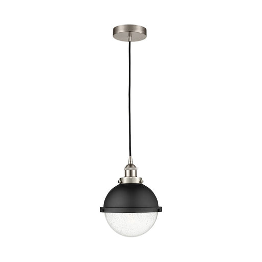 Innovations Hampden 9in 1-Light Mini Pendant | Art Nouveau Brushed Satin Nickel and Seedy Glass | Kitchen Island & Dining | Model 616-1PH-SN-HFS-84-BK