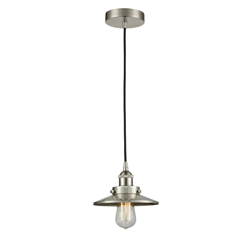 Innovations Lighting Edison 8in 1-Light Mini Pendant | Industrial Brushed Satin Nickel Steel and Cast Brass | Kitchen Island & | Model 616-1PH-SN-M2-LED