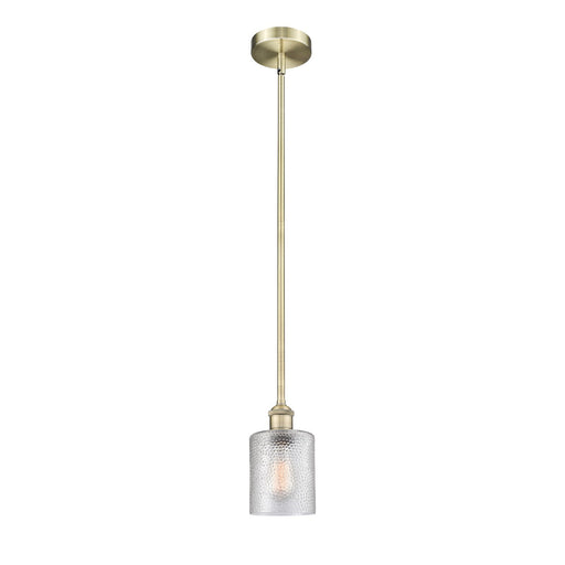Innovations Cobbleskill 5in 1-Light Mini Pendant | Industrial Antique Brass Steel and Clear Cobbleskill Glass | Kitchen Island & | Model 616-1S-AB-G112