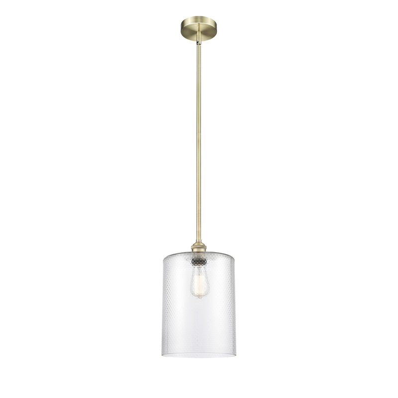 Innovations Cobbleskill 9in 1-Light Mini Pendant | Industrial Antique Brass Steel and Clear Glass | Kitchen Island & Dining Room | Model 616-1S-AB-G112-L