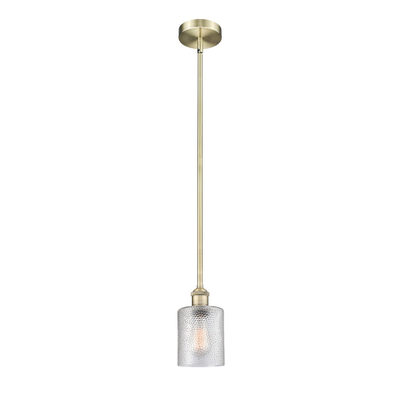 Innovations Cobbleskill 5in 1-Light Mini Pendant | Industrial Antique Brass Steel and Clear Cobbleskill Glass | Kitchen Island | Model 616-1S-AB-G112-LED