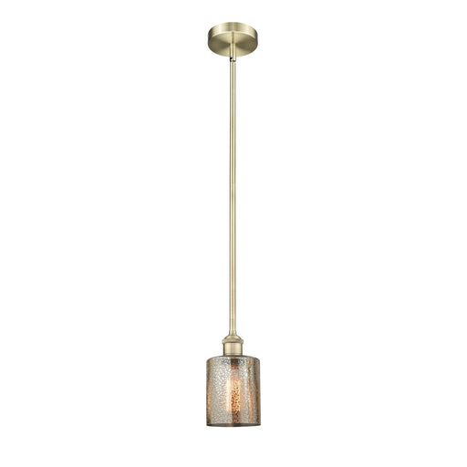 Innovations Cobbleskill 5in 1-Light Mini Pendant | Industrial Antique Brass Steel and Mercury Glass | Kitchen Island & Dining Room | Model 616-1S-AB-G116
