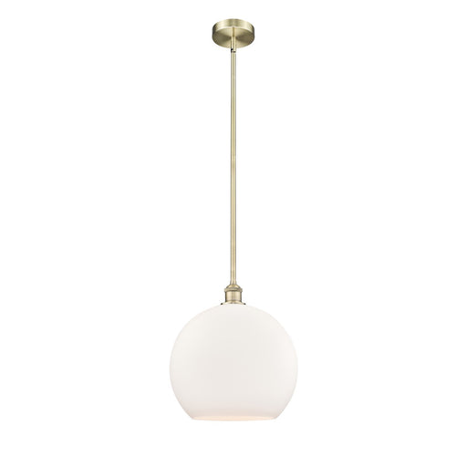 Innovations Athens 14in 1-Light Pendant | Industrial Antique Brass Steel and Matte White Glass | Kitchen Island & Dining Room | Model 616-1S-AB-G121-14