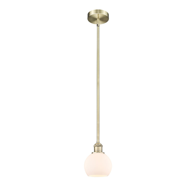 Innovations Athens 6in 1-Light Mini Pendant | Industrial Antique Brass Steel and Matte White Glass | Kitchen Island & Dining Room | Model 616-1S-AB-G121-6