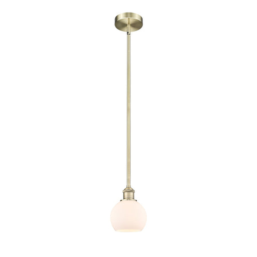 Innovations Athens 6in 1-Light Mini Pendant | Industrial Antique Brass Steel and Matte White Glass | Kitchen Island & Dining | Model 616-1S-AB-G121-6-LED