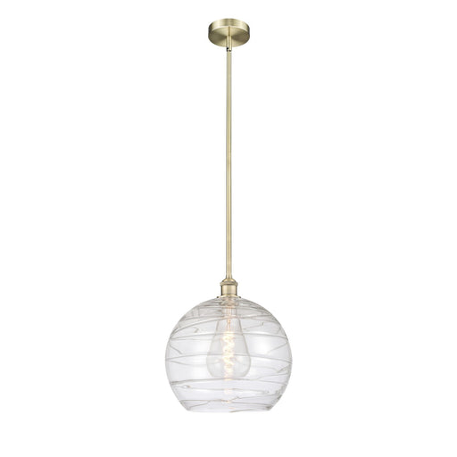 Innovations Athens Deco Swirl 14in 1-Light Mini Pendant | Industrial Antique Brass and Clear Glass | Kitchen Island & Dining | Model 616-1S-AB-G1213-14CL