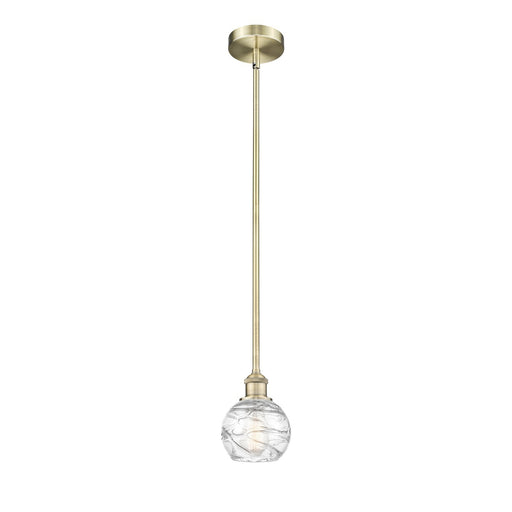 Innovations Athens Deco Swirl 6in 1-Light Mini Pendant | Industrial Antique Brass and Clear Deco Swirl Glass | Kitchen Island | Model 616-1S-AB-G1213-6CL