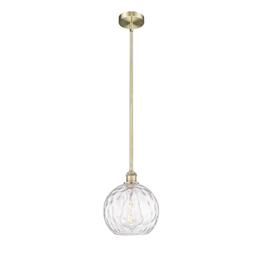 Innovations Athens Water Glass 10in 1-Light Mini Pendant | Industrial Antique Brass Steel and Clear Glass | Kitchen Island & | Model 616-1S-AB-G1215-10