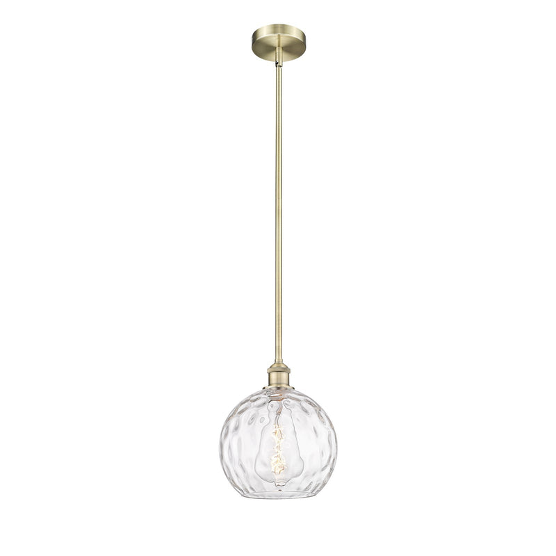 Innovations Athens Water Glass 10in 1-Light Mini Pendant | Industrial Antique Brass and Clear Glass | Kitchen Island & | Model 616-1S-AB-G1215-10-LED