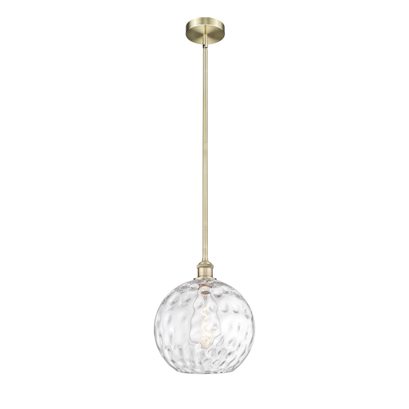 Innovations Athens Water Glass 12in 1-Light Mini Pendant | Industrial Antique Brass and Clear Glass | Kitchen Island & | Model 616-1S-AB-G1215-12-LED