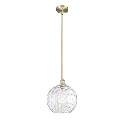 Innovations Athens Water Glass 12in 1-Light Mini Pendant | Industrial Antique Brass and Clear Glass | Kitchen Island & | Model 616-1S-AB-G1215-12-LED