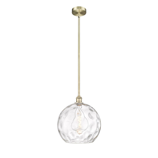 Innovations Athens Water Glass 13in 1-Light Pendant | Industrial Antique Brass Steel and Clear Water Glass | Kitchen Island | Model 616-1S-AB-G1215-14-LED