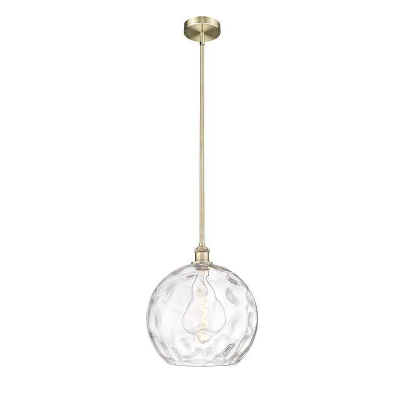 Innovations Athens Water Glass 13in 1-Light Pendant | Industrial Antique Brass Steel and Clear Water Glass | Kitchen Island | Model 616-1S-AB-G1215-14-LED