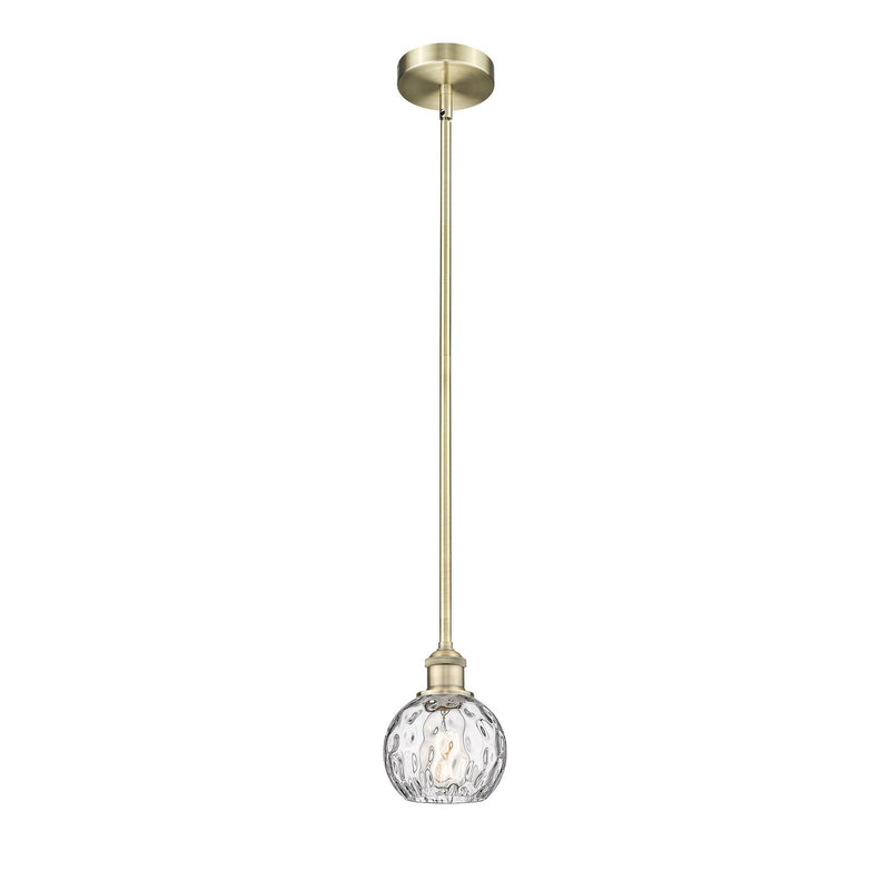 Innovations Athens Water Glass 6in 1-Light Mini Pendant | Industrial Antique Brass Steel and Clear Glass | Kitchen Island & | Model 616-1S-AB-G1215-6