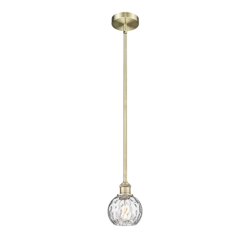 Innovations Athens Water Glass 6in 1-Light Mini Pendant | Industrial Antique Brass Steel and Clear Water Glass | Kitchen | Model 616-1S-AB-G1215-6-LED