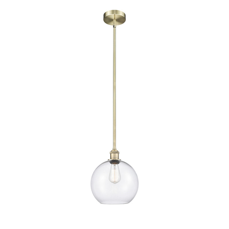 Innovations Athens 10in 1-Light Mini Pendant | Industrial Antique Brass Steel and Clear Glass | Kitchen Island & Dining Room | Model 616-1S-AB-G122-10