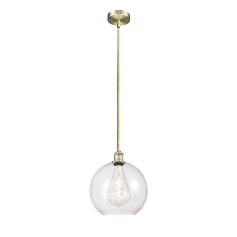 Innovations Athens 12in 1-Light Mini Pendant | Industrial Antique Brass and Clear Glass | Kitchen Island & Dining Room | 11.75 x | Model 616-1S-AB-G122-12