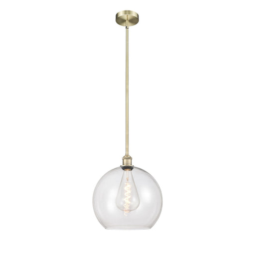 Innovations Athens 14in 1-Light Pendant | Industrial Antique Brass Steel and Clear Glass | Kitchen Island & Dining Room | 13.75 | Model 616-1S-AB-G122-14