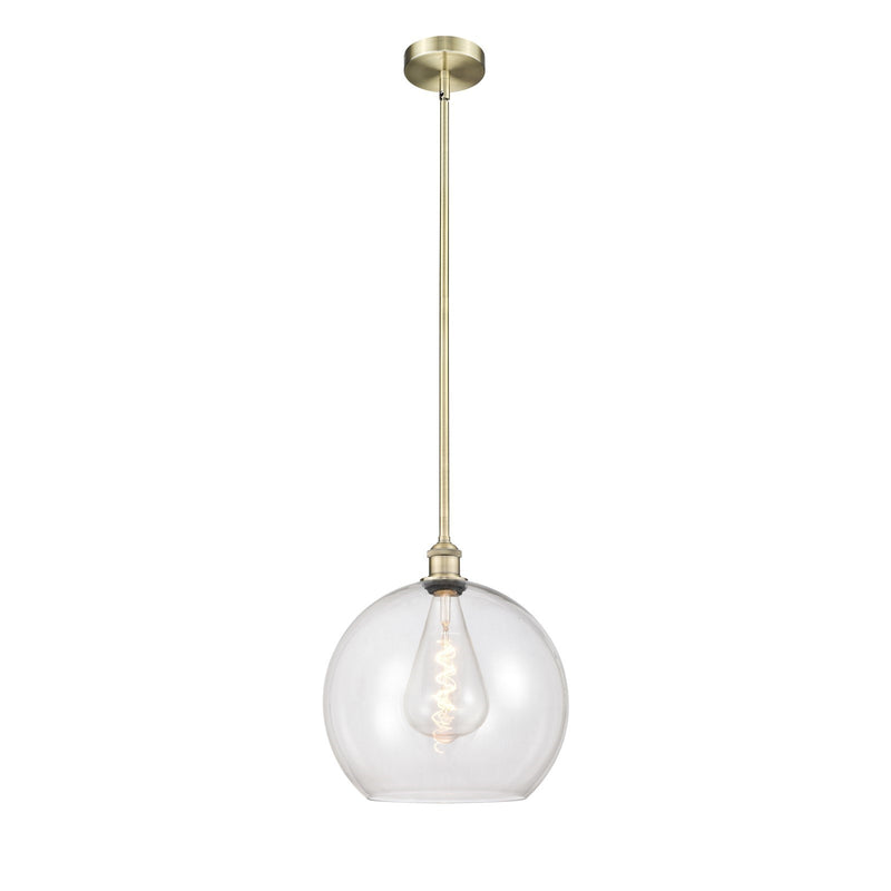 Innovations Athens 14in 1-Light Pendant | Industrial Antique Brass Steel and Clear Glass | Kitchen Island & Dining Room | 13.75 | Model 616-1S-AB-G122-14