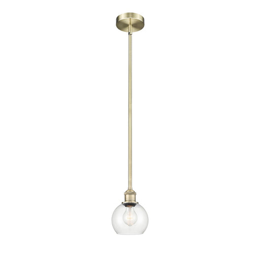 Innovations Athens 6in 1-Light Mini Pendant | Industrial Antique Brass Steel and Clear Glass | Kitchen Island & Dining Room | Model 616-1S-AB-G122-6-LED