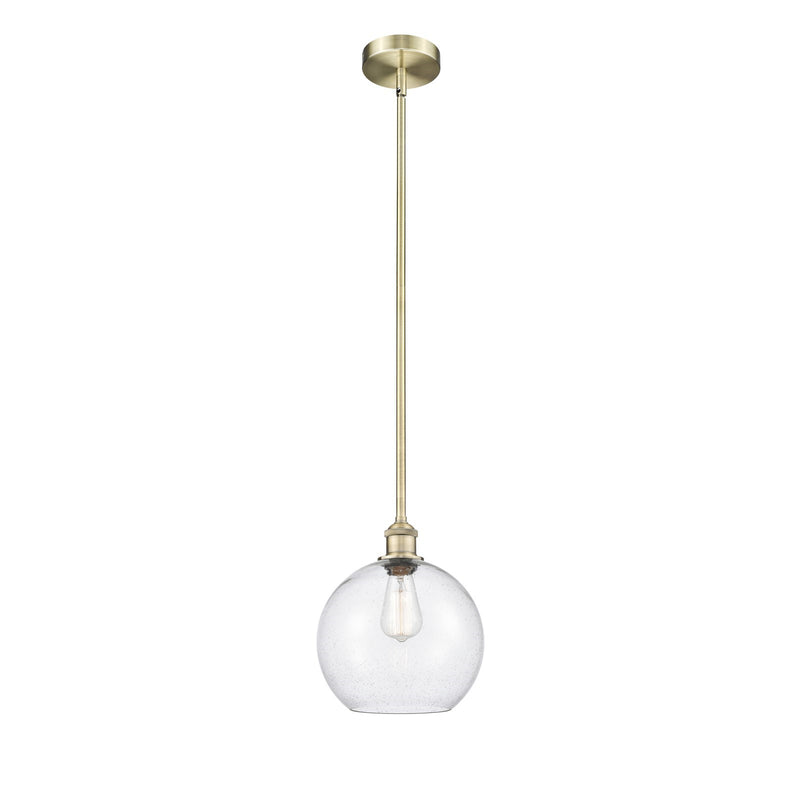 Innovations Athens 10in 1-Light Mini Pendant | Industrial Antique Brass Steel and Seedy Glass | Kitchen Island & Dining Room | Model 616-1S-AB-G124-10